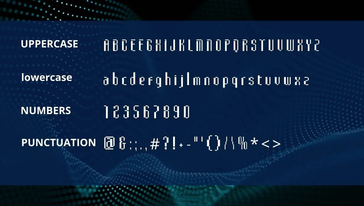 View of Comdot Font