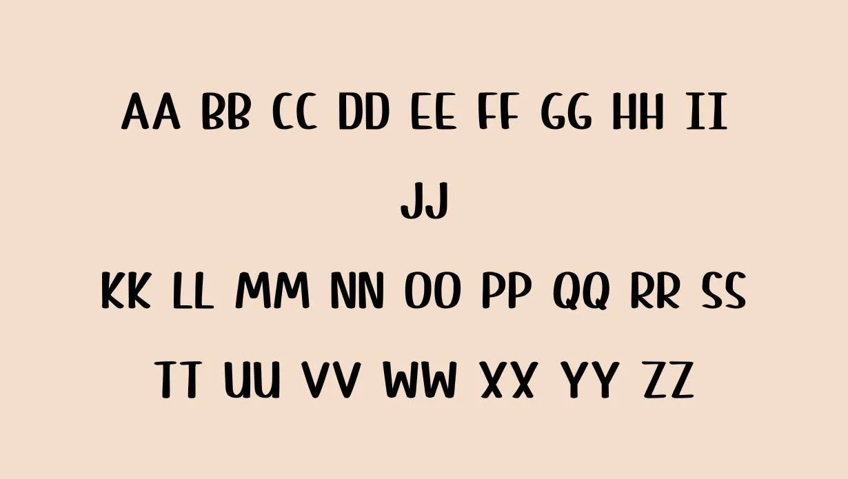 View of cute letters font 