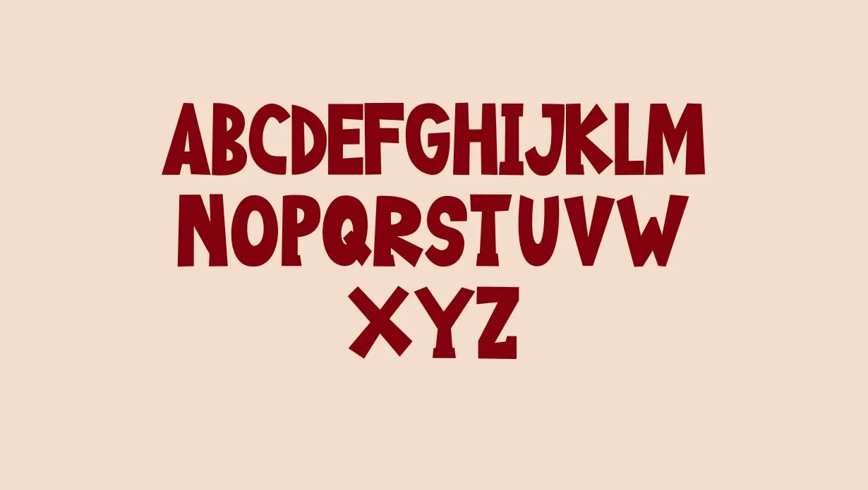 View of happy food font